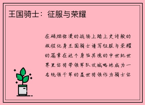 王国骑士：征服与荣耀